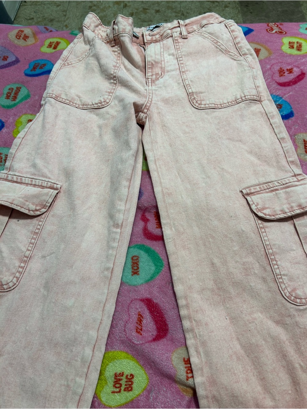 Disclosure Pink Washed Denim Cargo Jeans